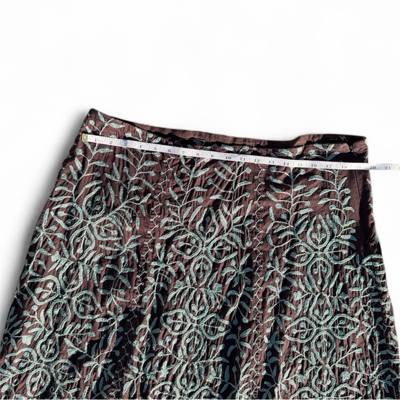 Soft Surroundings Y2K Boho/Western/Indie Brown Skirt with Teal Embroidery - Picture 6 of 6